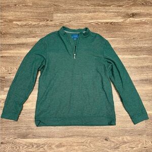 Fairlane Green Waffle Knit Quarter Zip Pullover XL